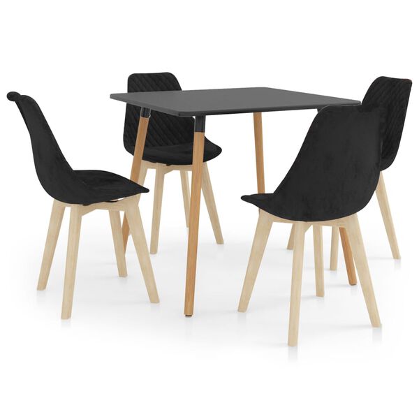 vidaXL Juego de comedor 5 piezas negro