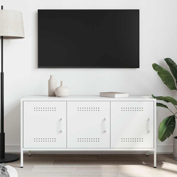 vidaXL Mueble de TV de acero blanco 100,5x39x50,5 cm