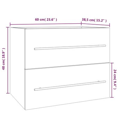 vidaXL Mueble de lavabo madera contrachapada gris Sonoma 60x38,5x48 cm