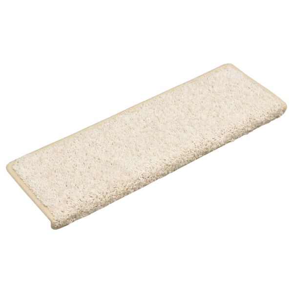 vidaXL Alfombrillas para escaleras 10 unidades 65x21x4 cm Blanco Borde Rectangular