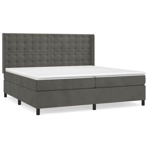 vidaXL Cama box spring con colch&oacute;n terciopelo gris oscuro 200x200 cm