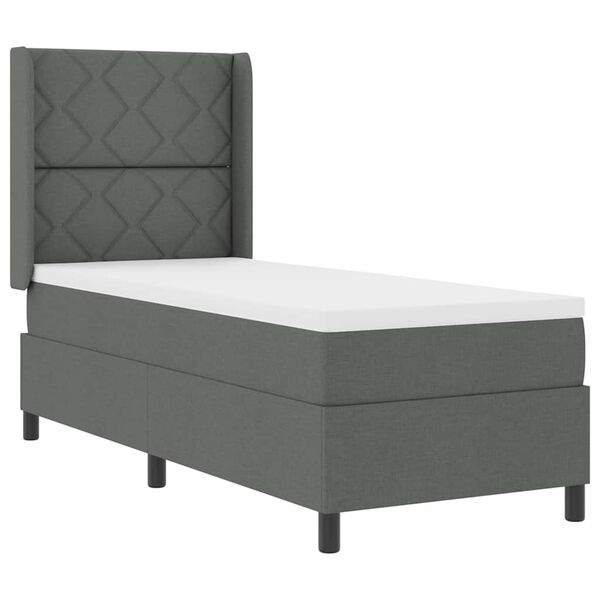 vidaXL Cama tipo Box Spring con colch&oacute;n Gris oscuro 80 x 200 cm tela