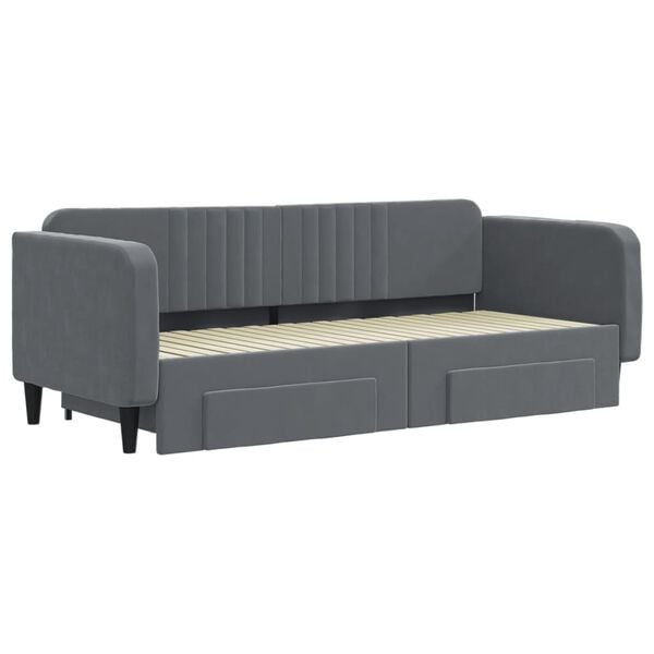 vidaXL Sof&aacute; cama nido con cajones terciopelo gris oscuro 90x200 cm