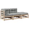 vidaXL Set de sof&aacute;s de jard&iacute;n 3 pzas con cojines madera maciza de pino