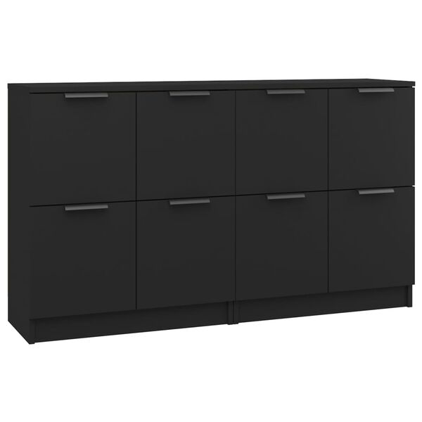 vidaXL Aparadores 2 uds madera contrachapada negro 60x30x70 cm