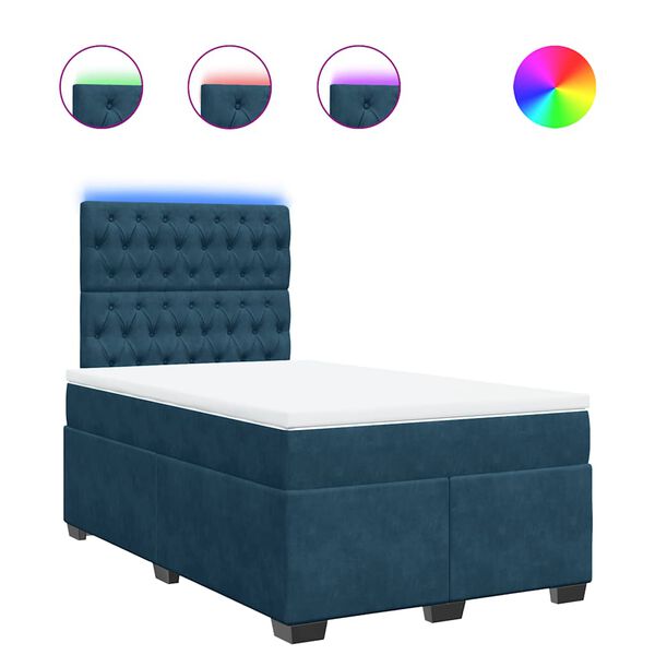 vidaXL Cama box spring con colch&oacute;n terciopelo azul 120x200 cm