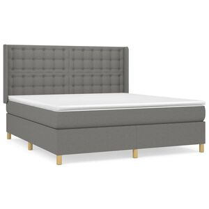 vidaXL Cama box spring con colch&oacute;n tela gris oscuro 180x200 cm
