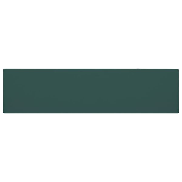 vidaXL Lavabo con rebosadero cerámica verde oscuro