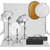 vidaXL Kit de estudio fotogr&aacute;fico con set de luces, fondo y reflector