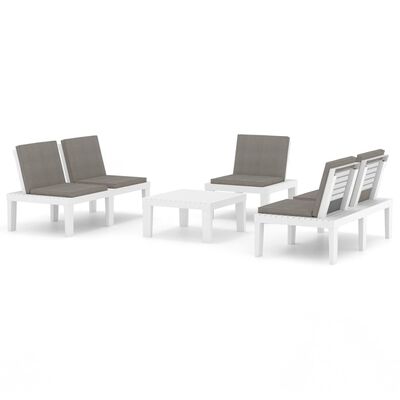 vidaXL Set de muebles de jardín 4 piezas con cojines plástico blanco