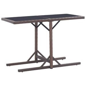vidaXL Mesa de jard&iacute;n de vidrio y rat&aacute;n sint&eacute;tico blanco 110x53x72 cm
