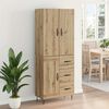vidaXL Aparador alto 2 pcs Roble artesanal Madera tecnol&oacute;gica y vidrio