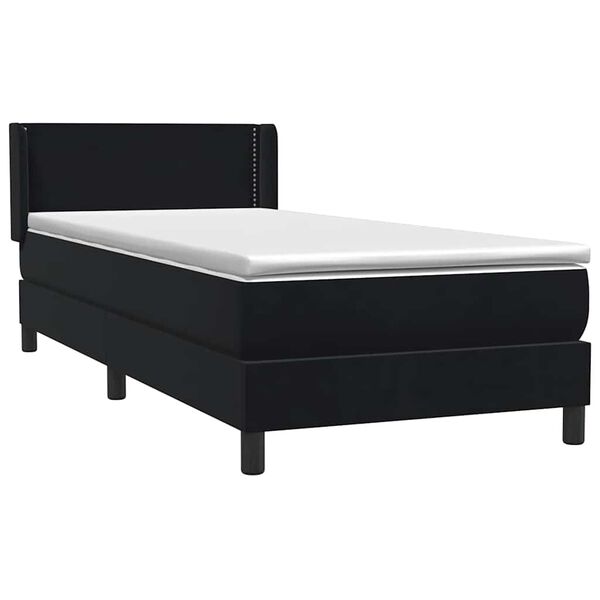 vidaXL Cama box spring con colch&oacute;n terciopelo negro 90x220 cm