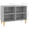 vidaXL Mueble de TV patas de madera maciza gris hormig&oacute;n 69,5x30x50 cm