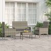 vidaXL Set de muebles de jard&iacute;n 4 pzas y cojines rat&aacute;n sint&eacute;tico gris