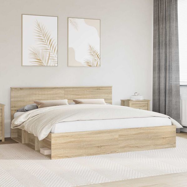 vidaXL Estructura de cama Sonoma 200 x 200 cm Madera de pino macizo