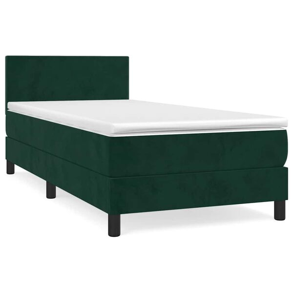 vidaXL Cama box spring con colch&oacute;n terciopelo verde oscuro 90x190 cm