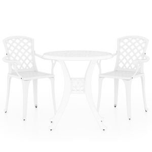 vidaXL Mesa y sillas de bistr&oacute; 3 piezas aluminio fundido blanco