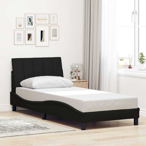 vidaXL Estructura de cama sin colch&oacute;n Hanko tela negro 80x200 cm