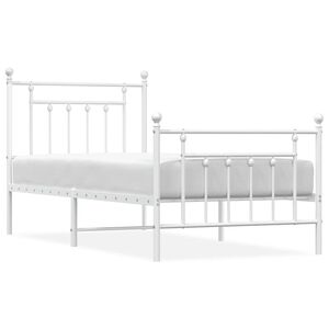 vidaXL Estructura cama sin colch&oacute;n con estribo metal blanco 90x190 cm