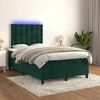 vidaXL Cama box spring colch&oacute;n y LED terciopelo verde oscuro 120x190cm