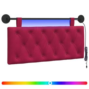 vidaXL Cabecero colgante Con luz LED Rojo vino Terciopelo