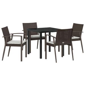 vidaXL Conjunto de Comedor de Jard&iacute;n 5 pcs Marr&oacute;n y Negro