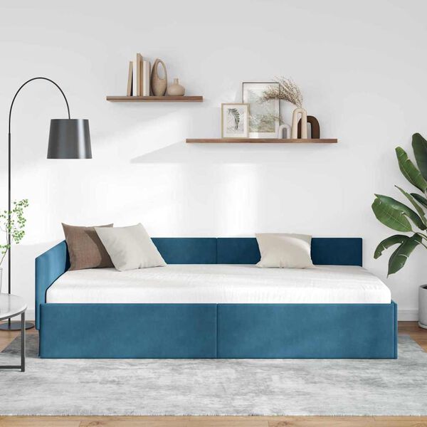 vidaXL Estructura de cama en esquina Azul 100 cm x 200 cm Terciopelo