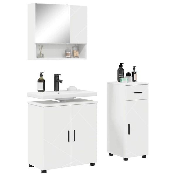 vidaXL Juego de muebles de baño 3 pcs Blanco Madera contrachapada