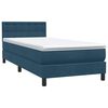 vidaXL Cama box spring con colch&oacute;n terciopelo azul oscuro 90x220 cm