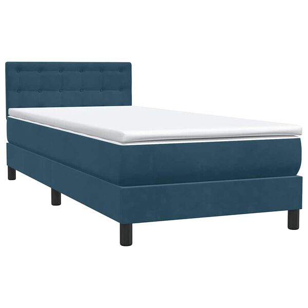 vidaXL Cama box spring con colch&oacute;n terciopelo azul oscuro 90x220 cm