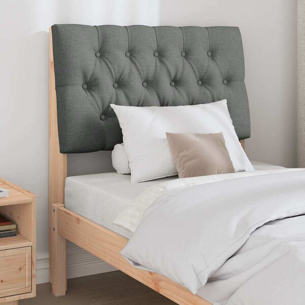 vidaXL Cabecero tapizado Gris oscuro 80 cm Madera de pino macizo