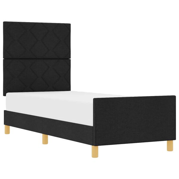 vidaXL Estructura de cama con cabecera Negro 80 x 200 cm tela