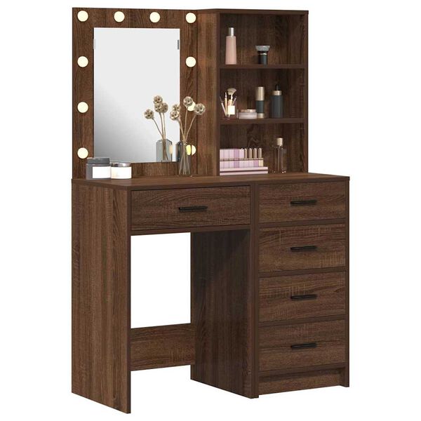 vidaXL Mesa de tocador con caj&oacute;n 2 pcs Marr&oacute;n 50 x 41 x 135 cm