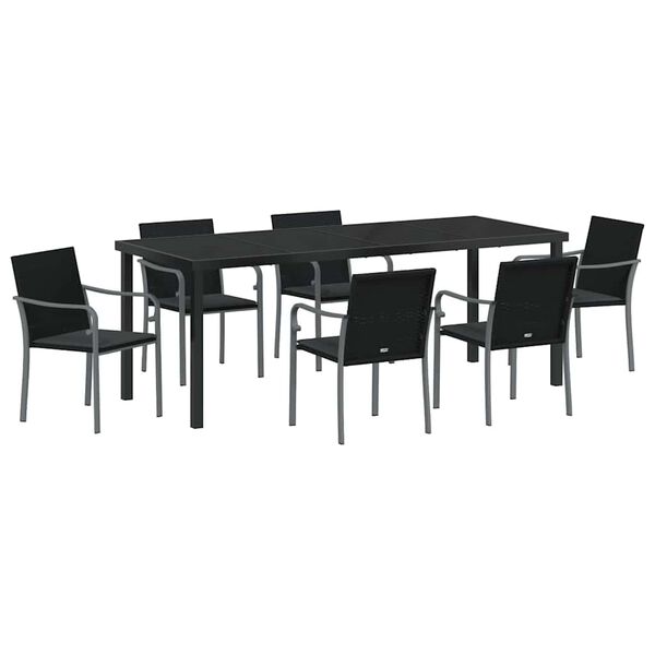 vidaXL Conjunto de Comedor de Jard&iacute;n 7 pcs Negro y Gris