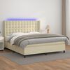 vidaXL Cama box spring colch&oacute;n y LED cuero sint&eacute;tico crema 180x200 cm