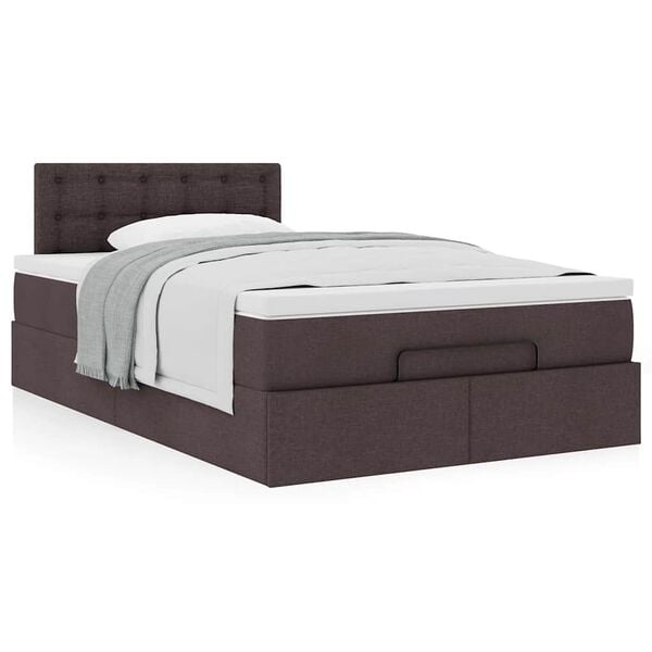 vidaXL Estructura de cama otomana colch&oacute;n tela marr&oacute;n oscuro 120x190cm