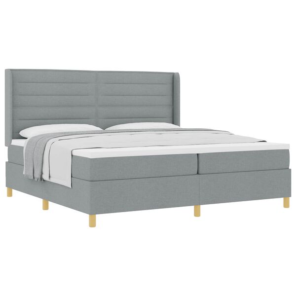 vidaXL Cama tipo Box Spring con colch&oacute;n Gris Claro 200 x 200 cm tela