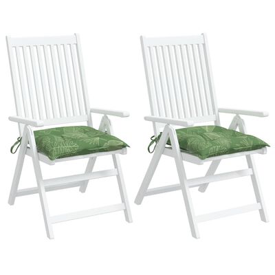 vidaXL Cojines para silla 2 uds tela estampado de hojas 40x40x7 cm