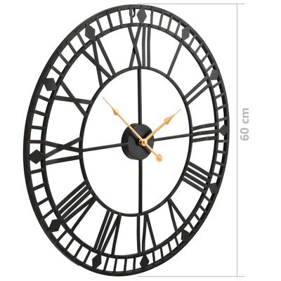 vidaXL Reloj de pared vintage movimiento cuarzo metal 60 cm XXL