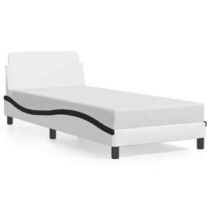 vidaXL Estructura de cama Dover cuero sint&eacute;tico blanco negro 80x200 cm
