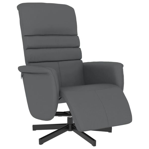 vidaXL Sill&oacute;n reclinable con reposapi&eacute;s cuero sint&eacute;tico gris