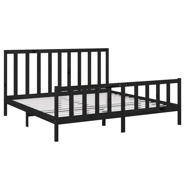 vidaXL Estructura de cama madera maciza Super King negra 180x200 cm