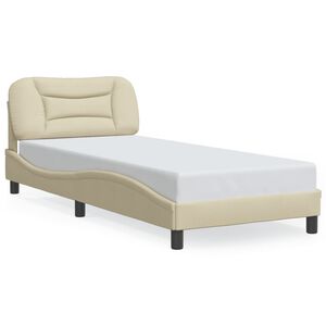 vidaXL Estructura de cama con LED sin colch&oacute;n Hvar tela crema 80x200 cm