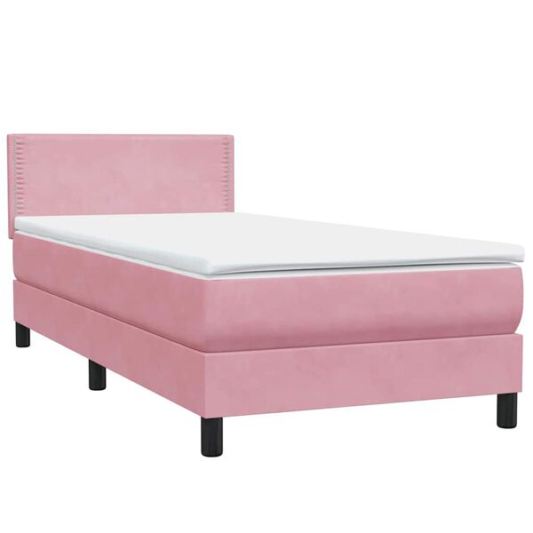 vidaXL Cama box spring con colch&oacute;n terciopelo rosa 80x210 cm