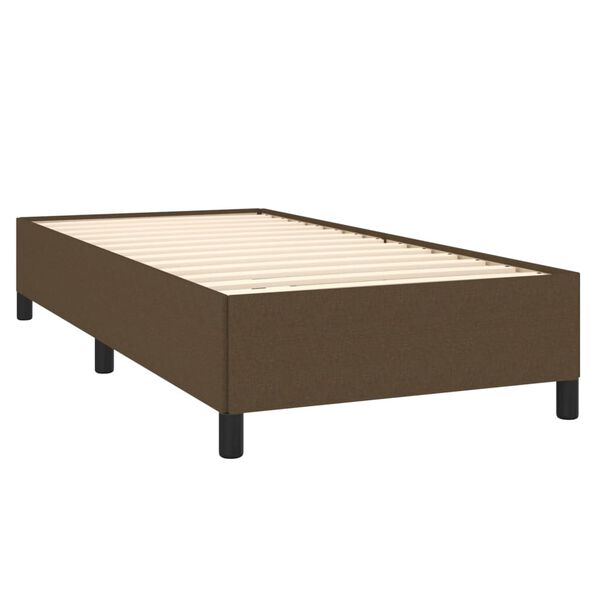 vidaXL Cama box spring con colch&oacute;n tela marr&oacute;n oscuro 90x190 cm
