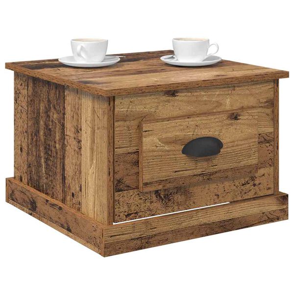 vidaXL Mesa de Caf&eacute; con caj&oacute;n Madera envejecida 50 x 50 x 35 cm
