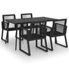 vidaXL Juego de comedor para jard&iacute;n 5 piezas rat&aacute;n PVC negro