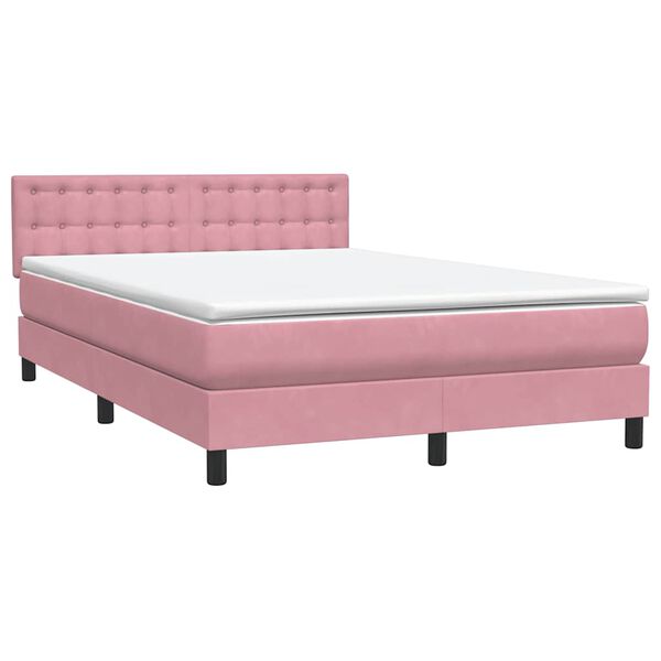 vidaXL Cama box spring con colch&oacute;n terciopelo rosa 140x220 cm