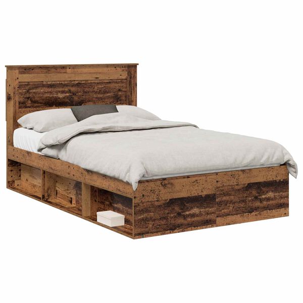 vidaXL Estructura de cama con cabecera Madera vieja 120 x 190 cm